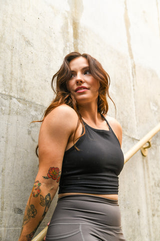 Ribbed High Neck Bra Tank - The Signature Blend Collection