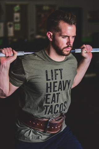 Lift Heavy. Eat Tacos. - Men's Iron Bell Shirt